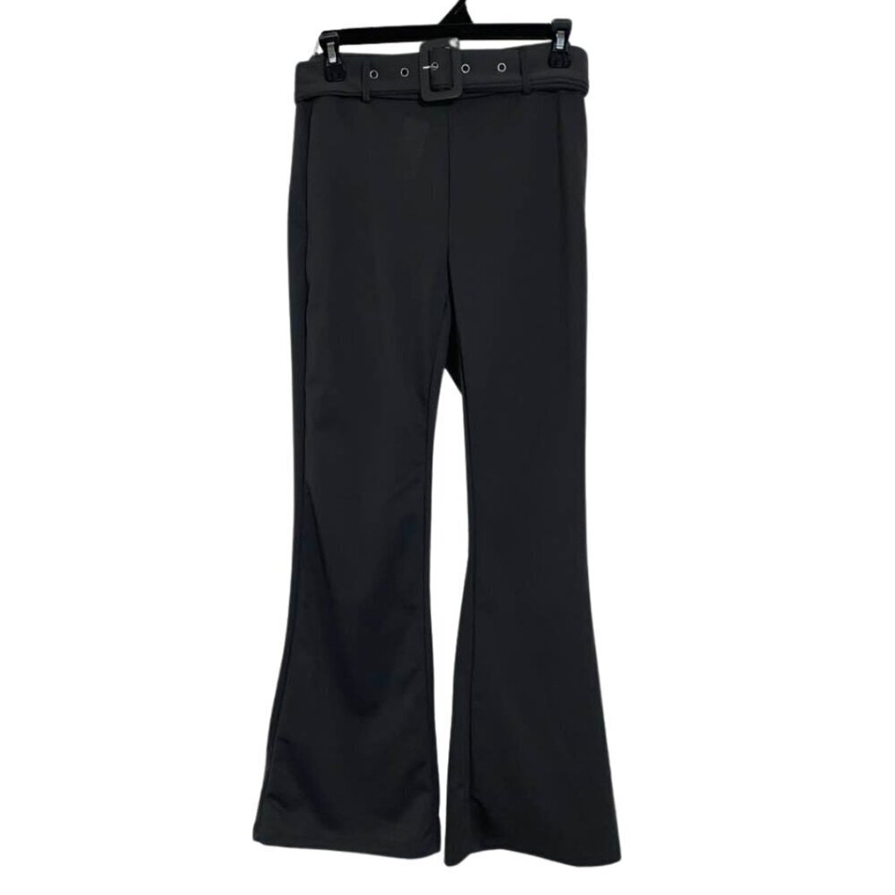 2 for $15 SHEIN EZwear Gray Belted Flare Leg Pants With Side Zipper - Size XS